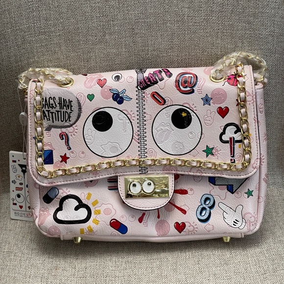 Crossbody and Shoulder Bag - Pink & Blue - Picture 2 of 16